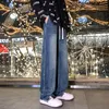 spring New Man Elastic Waist Baggy Jeans Fi Denim Wide Leg Pants Ins Solid Color Straight-leg Streetwear Oversized M1Du#