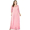 Edru Plus Size Mulheres Lace Evening Party Dr 3/4 Manga A Linha Rosa Lg Grande 4XL 5XL 6XL Mãe da Noiva Dr SJ-1868 J7MZ #