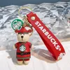 Designer keychains accessories Starbucks Bear Barista Drop Glue action figure key chain rings lovers Backpack keychain hanging ornaments