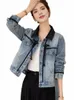 Nouveau 2024 Printemps Denim Manteau et Veste Femmes Patchwork Couleur Style chinois Cravate Lg Manches Bleu Jeans Vestes Outwear 85xw #