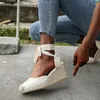 Scarpe eleganti da donna espadrillas sandali con cinturino alla caviglia comode pantofole da donna pompe casual in tela di lino traspirante