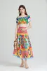 Work Dresses Spring Summer 2024 Two Pieces Floral Printed Crop Top And Maxi Long Skirt Casual Vacation Beach Boho Outfits