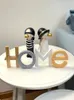 Home Decoration Accessories Livingroom Letter Figure Sculptures Figurines Desk Accessory Modem Style Wood Decorative Objects 240318