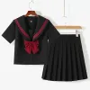 korean Girl College Japanese Uniform Cosplay Anime Style Top Suit BLACK School Sailor Student Orthodox Class Skirts U0zs#