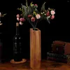 Vazen Wakauto Hout Decoratieve Plant Pot Lekvrije Houten Vaas Bloempot Voor Thuis Binnen Kantoor (Koffie)