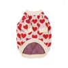 Dog Apparel ADECHOO-Red Heart Pet Sweater Trendy Brand Clothes Autumn And Winter French Dou Schnauzer Small Cat Knitted