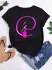 Plus Size Maycaur Nome Personalizado Letra Combinati Fi Mulheres T-shirt Unha Polonês Carta Ft A B C D E F G Manga Curta Tops s1vJ #