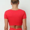 Lu Align Femmes Manches Courtes Réservoirs Souples Léger Twist Actif T-shirt Le Nouveau Sexy En Plein Air Course Vélo Exercice Yoga Soutien-Gorge Citron Sports 2024