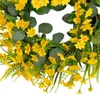 Dekorativa blommor Vårkrans för ytterdörr Silk Round Yellow Daisy inomhus och utomhusfestival Easter Celebration Wall Home Decor