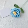 Dekorativa blommor Hand-crochet Flower Rose Bouquet Artificial Homemade Sticked Woolly Wedding Home Decoration Kid Gift