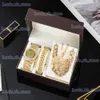 Autres montres Femmes de luxe Set Gold es Colliers Bracelet Chaîne Cubaine Papillon Strass Bling Bijoux 4pcs Ensembles Cadeaux pour les femmes T240329