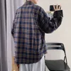 Spring and Autumn Long Sleeved Plaid Shirt for Men, Loose and Trendy, Casual and Handsome for Students, Wearing A Brushed Shirt Jacket for Outerwear