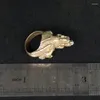 Decoratieve beeldjes antieke collectie China Tibet Zilver Carving Dragon Statue Ring Prachtig cadeau