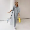 Summer LG T Shirt Solid Color Dres Women Streetwear Crew Neck Casual Loose Top Fi Short Sleeve Basic Robe Vestidos C70E#