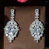 Dangle Earrings HIBRIDE Square CZ Drop For Women Wedding Cubic Zirconia Dubai Bridal Earring Costume Jewelry Summer Party Bijoux E-553