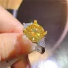 Anelli a grappolo YUZBT Reale 18 carati placcato oro bianco 5 giallo VVS1 diamante Moissanite anello principessa quadrato per gioielli da sposa regalo femminile