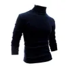 Spring Autumn Winter Men Slim Turtleneck tröja LG Sleeve Top Pullover Warm Stretch Knittad tröja Hög-hals Bottomskjorta E50P#