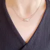 Collier Xiaoxiangjia Lingge version haute plaqué épais avec surface lisse de précision CNC en or 18 carats incrusté de chaîne de clavicule double couche de diamant pour femmes