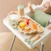 Cups Dishes Utensils Baby Wooden Tableware Feeding Set Bamboo Dinosaur Plate Bowl Silicone Wooden Handle Frok Spoon Baby Dinnerware Feeding Supplies 240329
