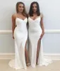 Платья Vestido Вечернее платье Китай Спагетти Милая слоновая кость Спандекс Платье для выпускного вечера Сексуальное платье-футляр с разрезом по красной дорожке2877455