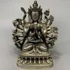 Dekorativa figurer gamla kinesiska tibet silver handgjorda nepal tusenhänder guanyin bodhisattva staty