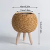 Planters Rattan Plant Stand with Plastic Lining and 3 Wooden Legs, Nordic Planter with Stand Basket Storage for Flower Toys Farmhouse