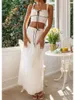 Vestidos de trabalho Mulheres Férias 2 Peça Saia Outfits Verão Sem Mangas Crop Tank Top Cintura Alta Ruffle Maxi Beachwear Drop Delivery App Ot4M8