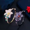 Boucles d'oreilles créoles Pera forme de fleur romantique violet rouge CZ noir or couleur gland goutte d'eau grand cercle boucle d'oreille pour dames bijoux de bal E672