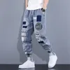 Joggers Broek Casual Gescheurde Jeans Mannen Nieuwe Outdoor Baggy Wilde Harem Jeans Elastische Taille Broek Mannelijke Print Wed Denim Broek u9tV #