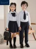 Style de l'académie britannique printemps automne costume d'uniforme scolaire des élèves du collège élémentaire, vêtements pour enfants costume de pull tricoté 58Ex #