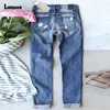 Jean femme jambe droite Denim Pantalon Boyfriend mode imprimé Pantalon femmes trou déchiré Demin Pantalon Vaqueros Mujer 2024