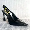 디자이너 신발 디자이너 발 뒤꿈치 슬림 힐 백 스트랩 샌들 여성 골드 힐 스 포인 하이힐 여자의 세련된 슈퍼 핫 싱글 신발