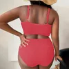 Plus Size Badeanzug Frauen Großer Brust Bikini Set 2024 Sexy zwei Stücke Bikinis hoher Taille Badilian Brazilian Badeanzug 240327