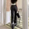 Pantalon femme nœud papillon imprimé Bootcut pantalon coupe ajustée paresseux tricoté longueur au sol décontracté cloche-bas pour les femmes