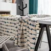 Table Cloth Linen Cotton Tablecloth Rectangular Blue Vertical Strip Printed Wedding Dining Cover Tea Decoration