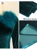 Cocktail Party Dres Plus Size 4xl Dark Green Women Cold Shoulder LG Sleeve Bodyc Sequins Veet Gowns Outfits Christmas Q3fv#