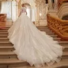 Chaler Exquis Tulle Mariage Dr Col Haut Dentelle Applique Perlée Squined Mariée Robes De Bal Robe De Novia Cathédrale Train I3ce #