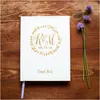 Partyzubehör Hochzeitsgästebuch Nr. 26 – Hardcover-Gästebuch, individuell personalisierte Gästebücher, Goldkranz