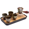Teaware set retro grov keramik te set liten enkel hushålls torr bubbla bricka presentförpackning grossistkruka och kopp
