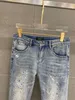 2024 Lente Herfst Gescheurde Rits Heren Jeans Licht Gewassen Gestreepte Man Lange Potlood Broek WCNZ008