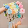 Haaraccessoires Bruid Bloem Kroon Haarband Touw Bruiloft Bloemen Hoofdband Slinger Meisje Krans Elastisch Feest Cosplay Hoofddeksel Drop Dh7Fp