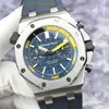 Наручные часы AP Наручные часы Royal Oak Offshore Series 26703ST Мужские часы Синий циферблат Желтое кольцо для дайвинга 42 мм Автоматические механические часы