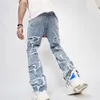 Combhasaki Men Y2K خمر الجينز غير الرسمي fi strayed demiced denim lg pants spring fall roated brouters مع جيوب v6rf#