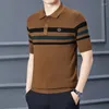 Herrenpullover Fashion City 2024 Frühlings-T-Shirt Seidensamt-T-Shirts Halbarm gepolstertes Revers Kurzes Kurzarm-Poloshirt