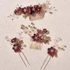 Hair Clips Barrettes Bridal Headdress Light Blue Pink And White Flower Comb Hairpin Dress Ladies Accessories Headdress. Drop Delivery Otny2