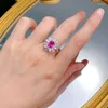 Pierścienie klastra Spring Qiaoer 925 Sterling Srebrny 6 8 mm owalny rubinowy cyfrowy pierścionek z szlachetnym kamieniem węglowym dla kobiet drobna biżuteria ślubna