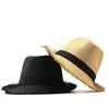 Simple Beach Hat Men Summer Panama Cap Casual Trilby Fedora Male Straw UV Protection Wide Brim Sombrero 240326