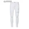 Pantalon de créateur pour hommes, jean amirai à la mode avec jambes larges et slim blanc ample, long délavé en détresse