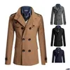 Uomo Misto Lana Uomo Inghilterra Cappotto Vintage da Uomo Giacca Slim Capispalla Doppio Petto in Cotone Trench Invernale Cappotto Spesso Drop D Dhi4M