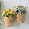 Panier de fleurs suspendu au mur, décor de ferme, jonc de mer tissé, organisateur de rangement, jardinière, support rustique 240318